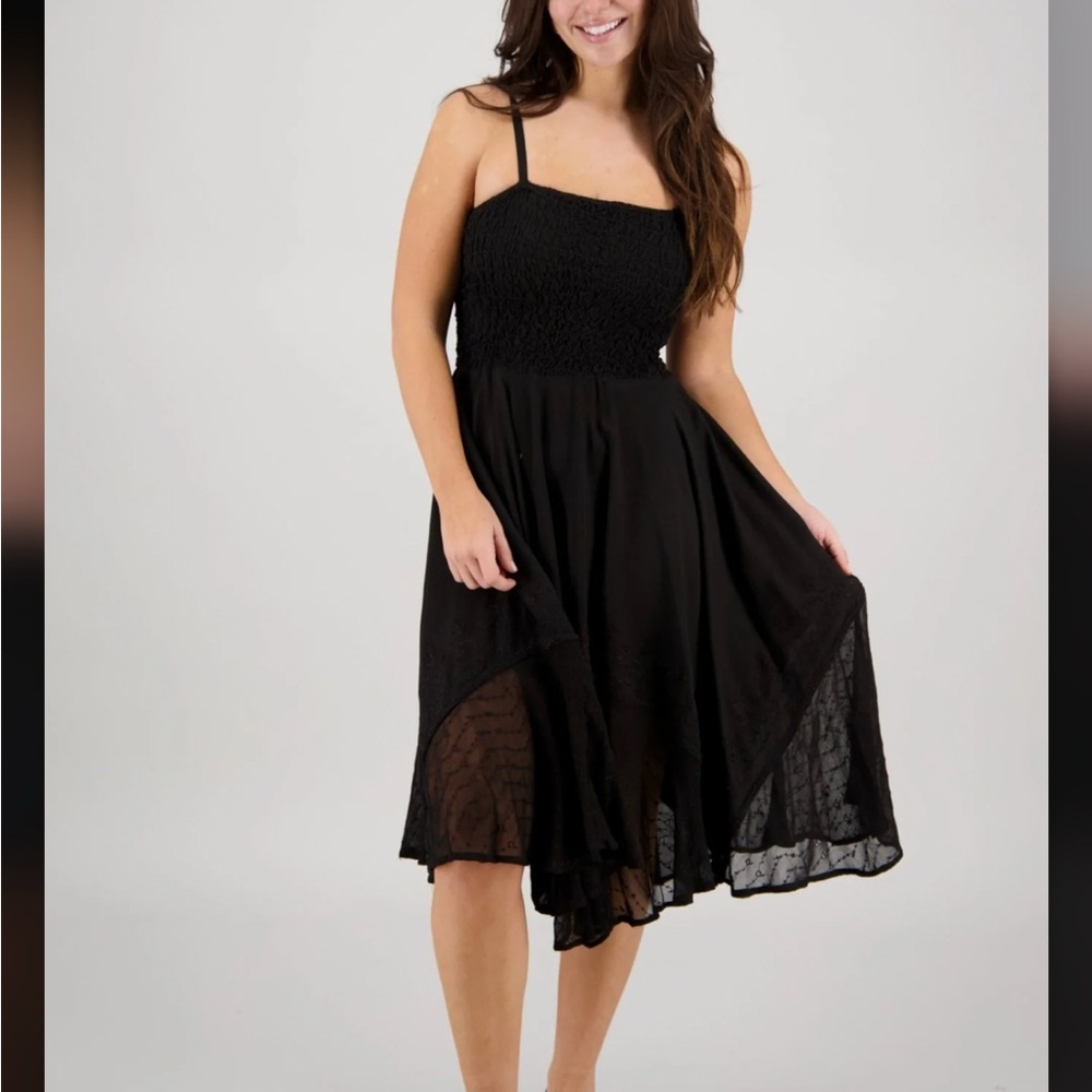 Advance Apparels Black Midi Dress Semi Sheet Witchy
